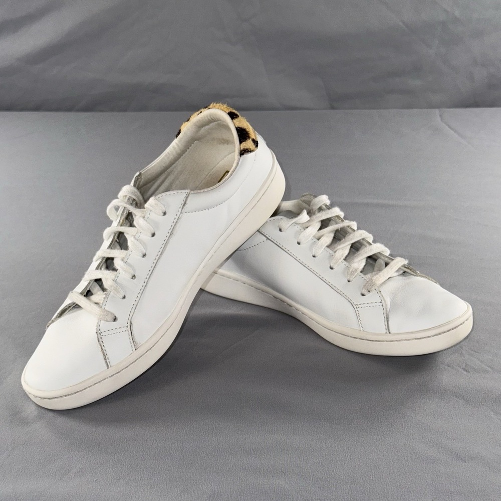 Kate Spade New York X Keds White Leather + Leopard Print Calf Hair Sneakers Sz 6